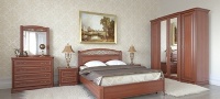 Спальня "Василиса", красное дерево с отделкой патина (Сомово)